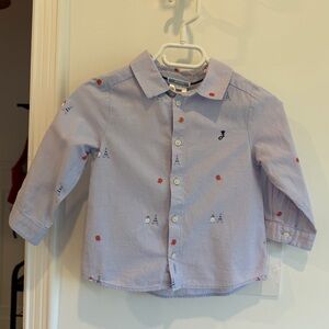 Jacadi Light Blue Embroidered Toddler Button-Up Shirt size 18m